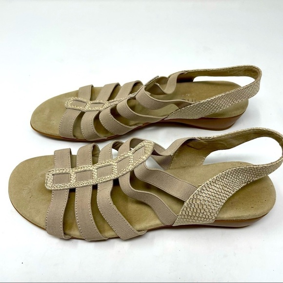 Munro Snakeskin-Look Leather & Elastic Sandals | Size 7.5 - Picture 1 of 10